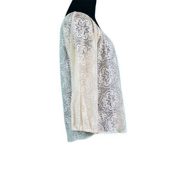 Lucky Brand Ivory Victorian Button Boho Tunic Blouse size XS - Picture 8 of 9